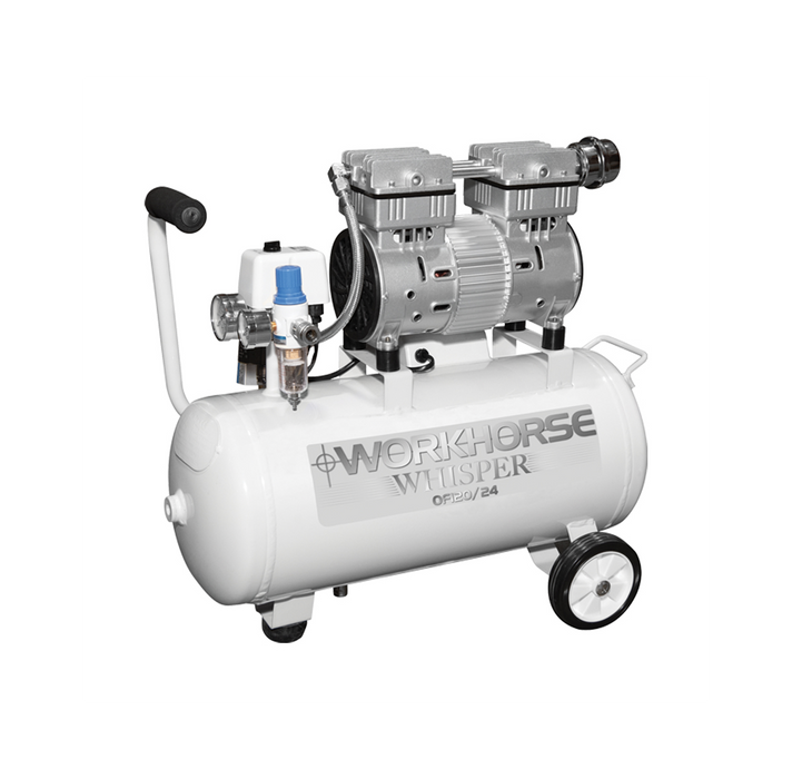 Workhorse Whisper Oil Free Compressor 1HP 24L 230V 8 Bar