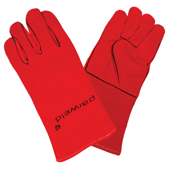 Red Leather Welders Gauntlet - P3820